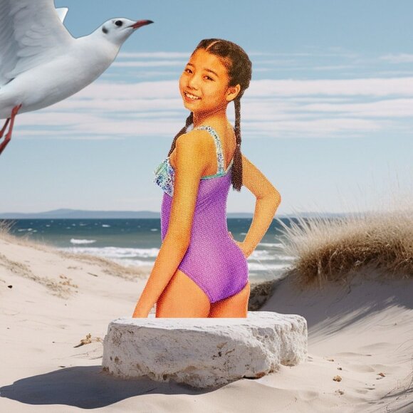 Speedo Girls 1PC Swimsuit Size XL Lavender Multicolor Ruffle Gift Swimteam Pool - Picture 13 of 13